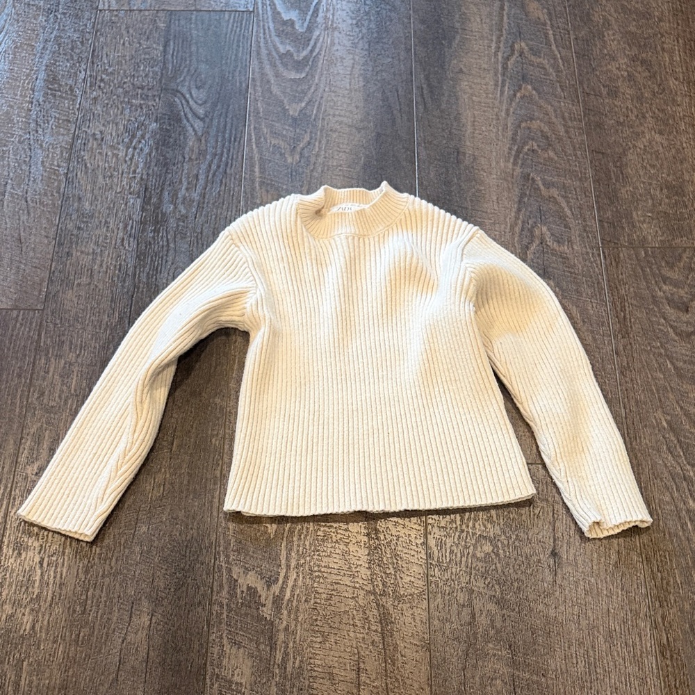Zara Girls Cream Ribbed Sweater